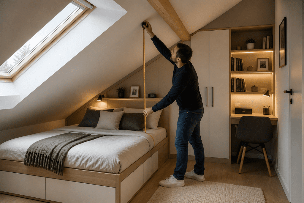 mesurer la hauteur entre le lit et le toit